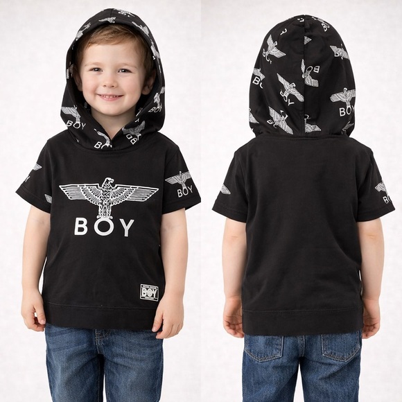 Boy London Other - Boy London Black Short-Sleeve Hoodie – Silver Eagle Size: 7-8 Boys